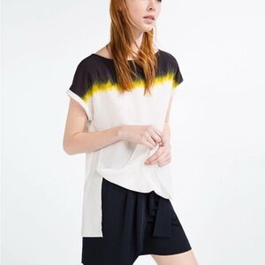 Zara tie-dye asymmetric hem blouse top